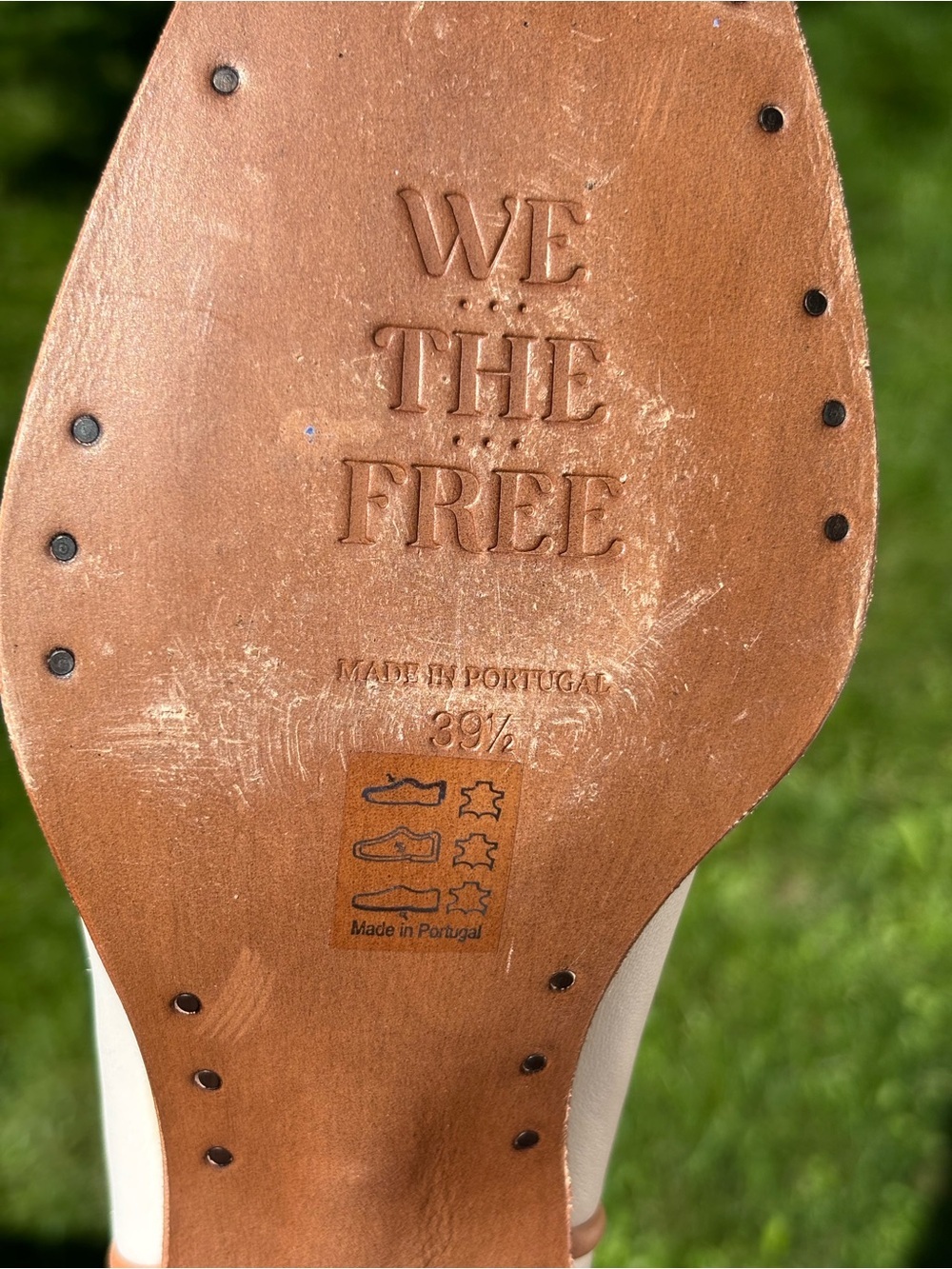 We The Free Cream Leather Western Ankle Boots with Tan Trim - Picture 11 of 14